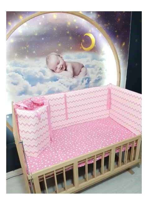 Pembe İnce Zigzag Yıldız Desen