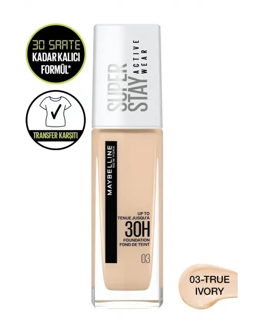 Maybelline New York Super Stay Active Wear 30h Fondöten  03 True Ivory